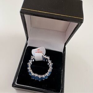 Bomb Party All The Answers Ring RG45875 Aqua Blue Spinel Rhodium Plating